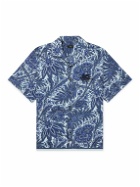 Etro - Convertible-Collar Logo-Embroidered Printed Cotton-Voile Shirt - Blue