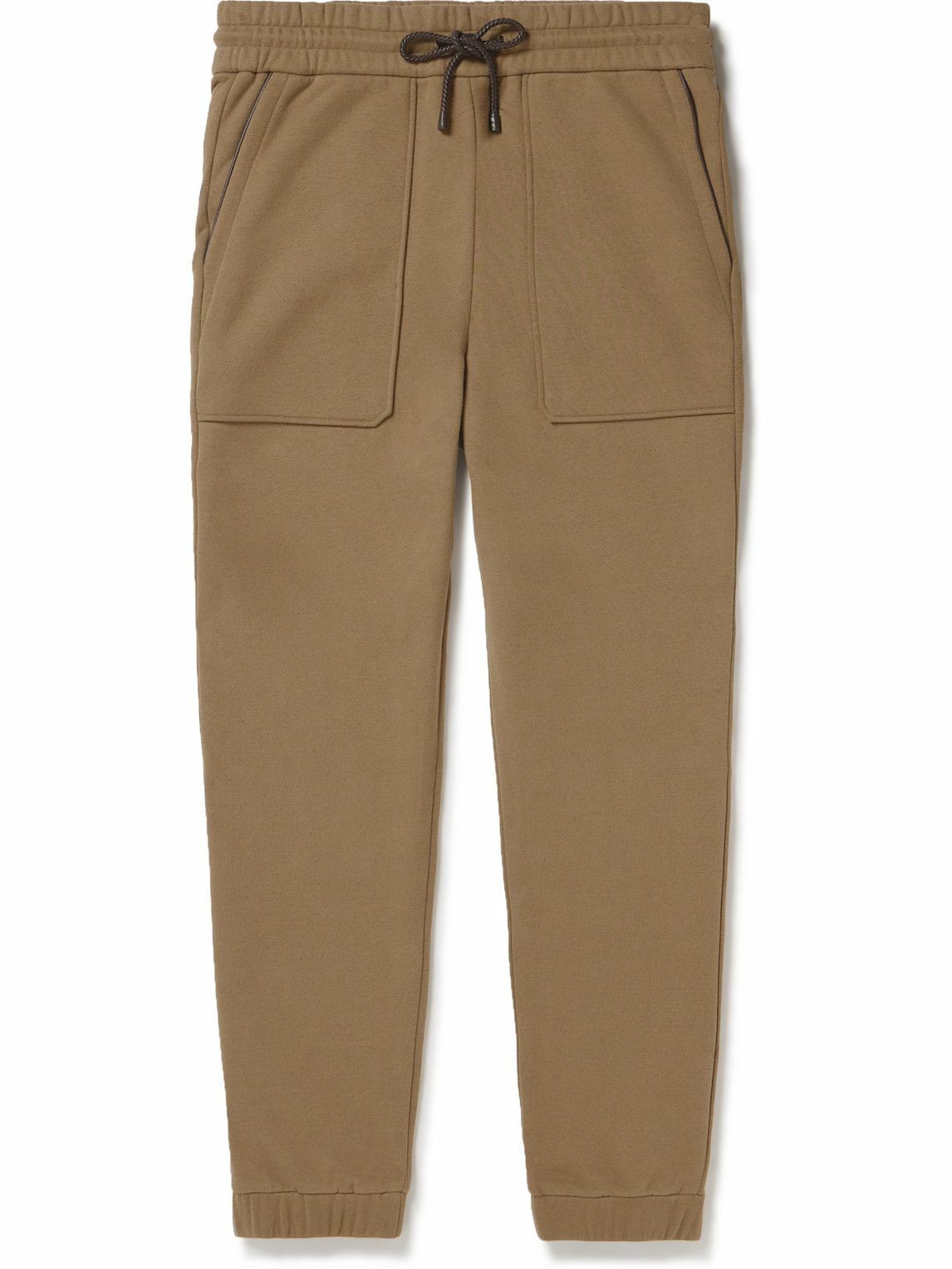 Loro Piana - Tapered Leather-Trimmed Cotton-Blend Jersey Sweatpants ...