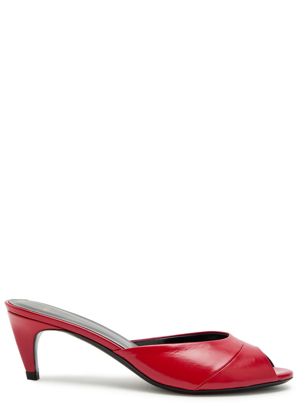 Photo: Jude Cave 65 Peep-toe Leather Mules Red