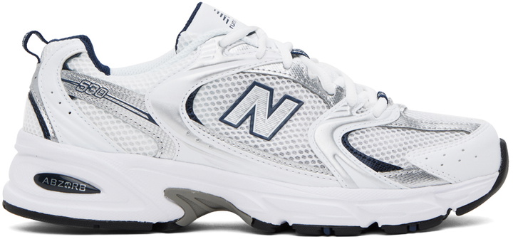 Photo: New Balance White & Silver 530 Sneakers