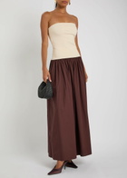 Esse Studios Strapless Cotton and Jersey Midi Dress Cream