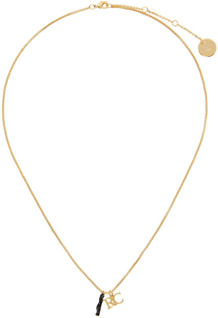 Recto Gold 'RC' Logo Bone Necklace