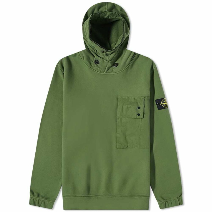 Photo: Stone Island Men's Button Detail Hoody in Olive