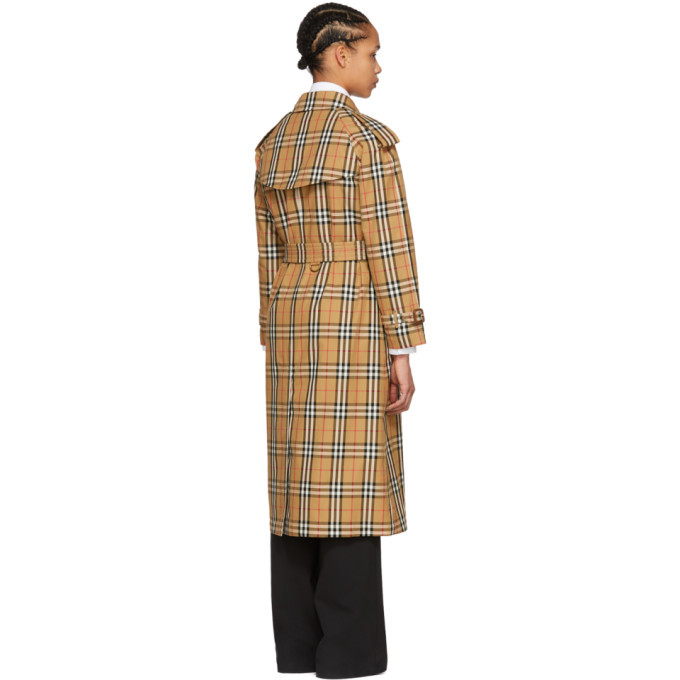 Burberry Tan Check Trench Coat Burberry
