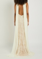 DE LA Vali Amora Scarf-effect Lace Gown Ivory