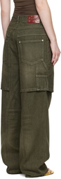Andersson Bell Green Raptor Layered Wide-Leg Jeans