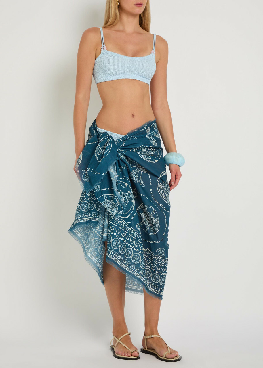 Alemais Lucky Printed Cotton Pareo - Blue - One Size