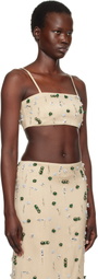 Christopher Esber Beige Embla Beaded Bandeau Tank Top