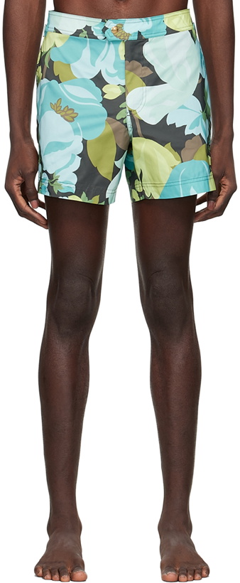 Photo: TOM FORD Green Polyester Swim Shorts