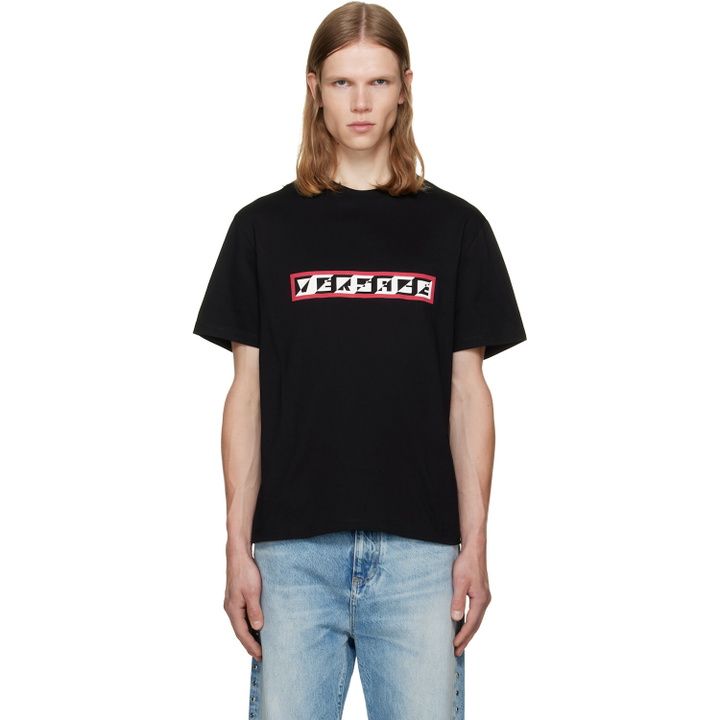 Photo: Versace Black Printed Cotton Jersey Regular T-shirt
