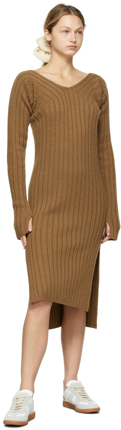 determ; Brown Collagen Sleeve Knit Dress