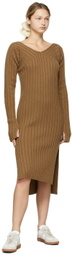 determ; Brown Collagen Sleeve Knit Dress