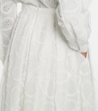Elie Saab Embroidered cotton-blend midi skirt