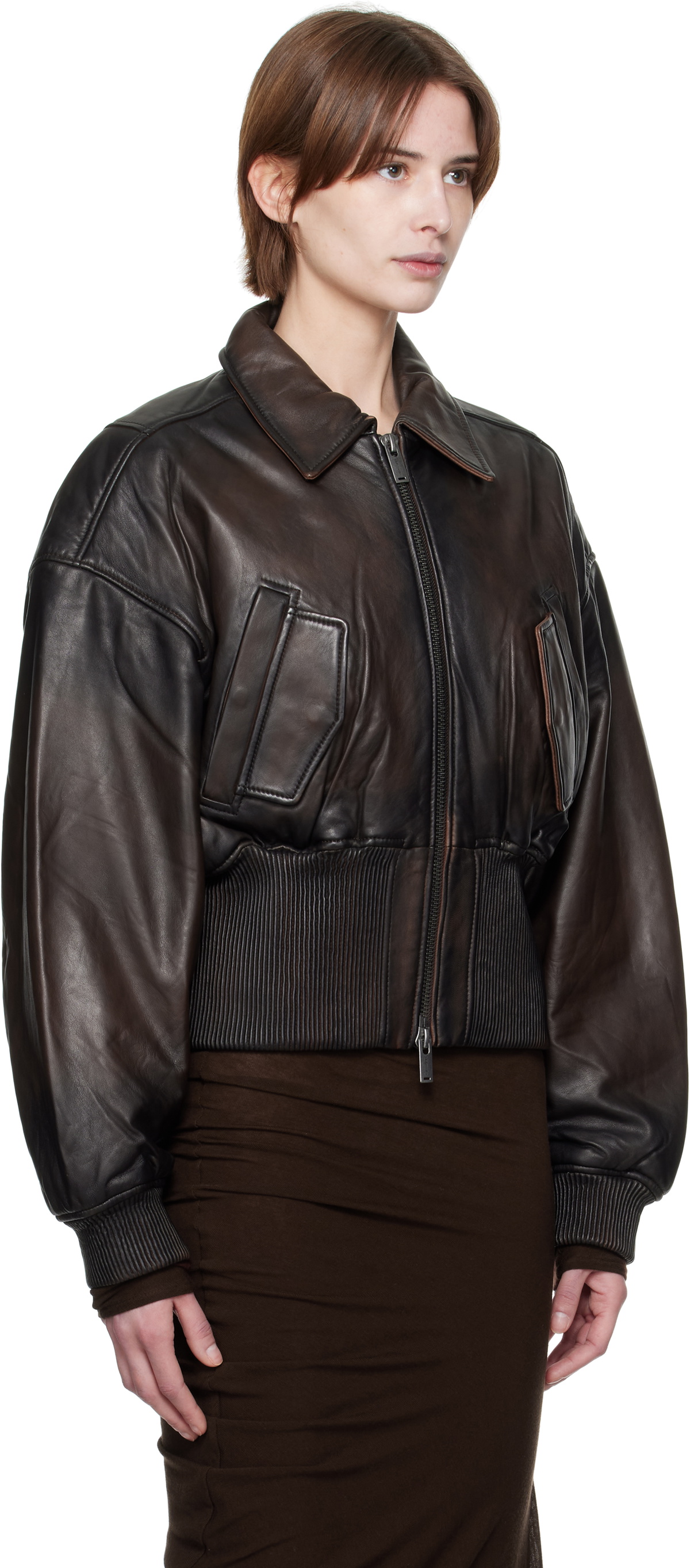 Holzweiler Brown Saphra Leather Jacket