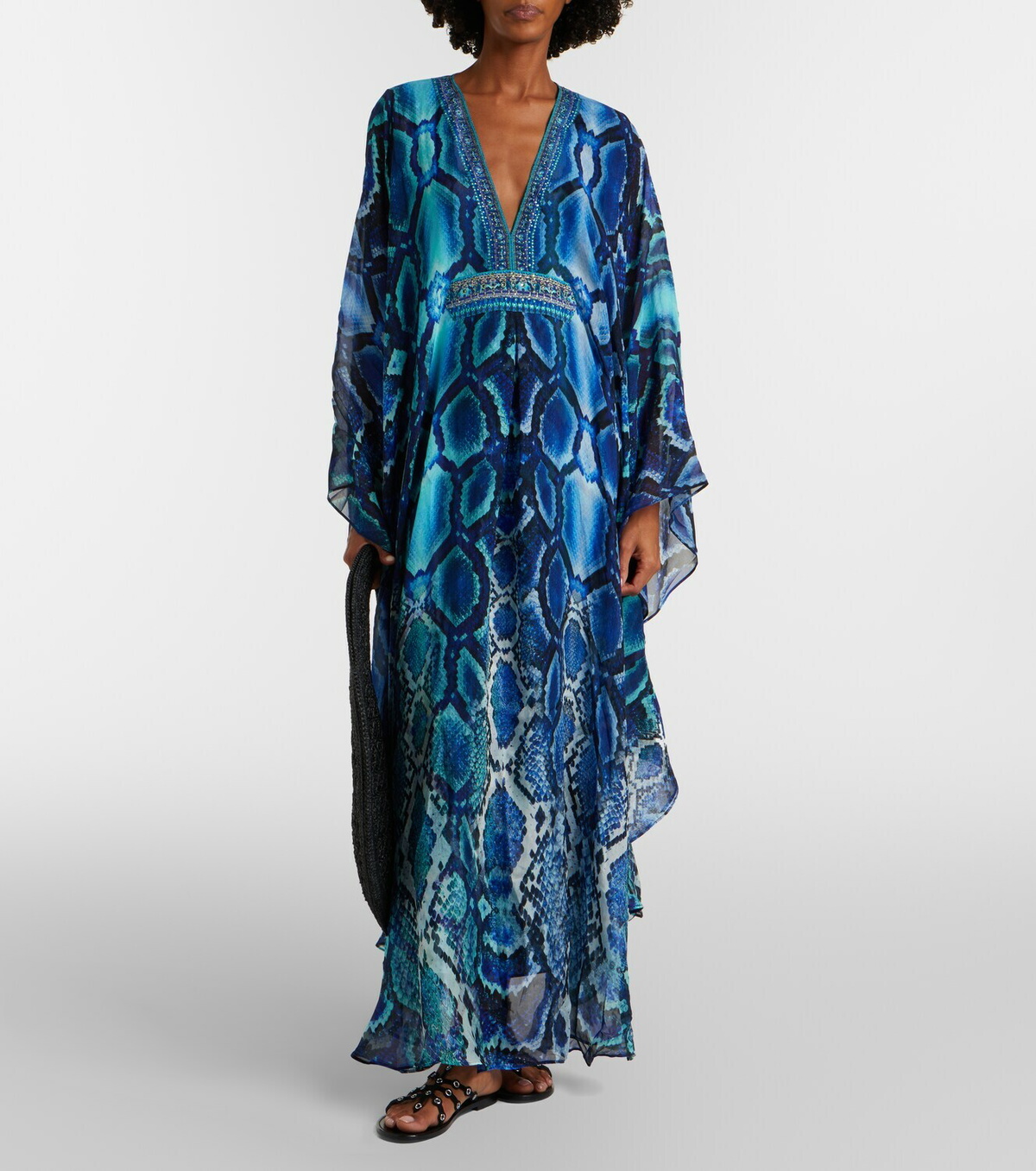 Camilla Embellished printed silk kaftan