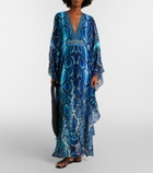 Camilla Embellished printed silk kaftan