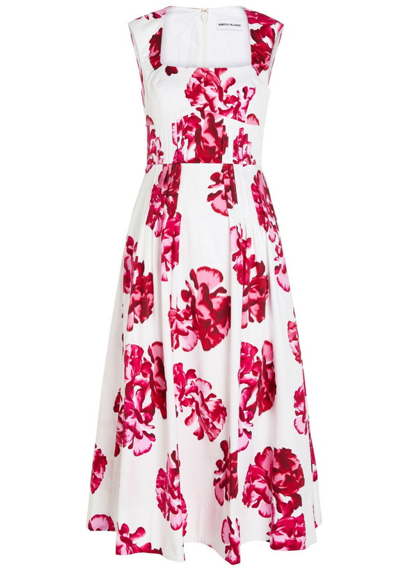 Photo: Rebecca Vallance Damask Floral-print Stretch Cotton-poplin Midi Dress Multicoloured