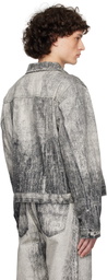 CAMPERLAB Gray Paint Print Denim Jacket