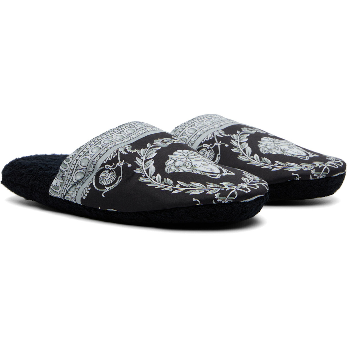 Versace Black 'I Heart Baroque' Slippers
