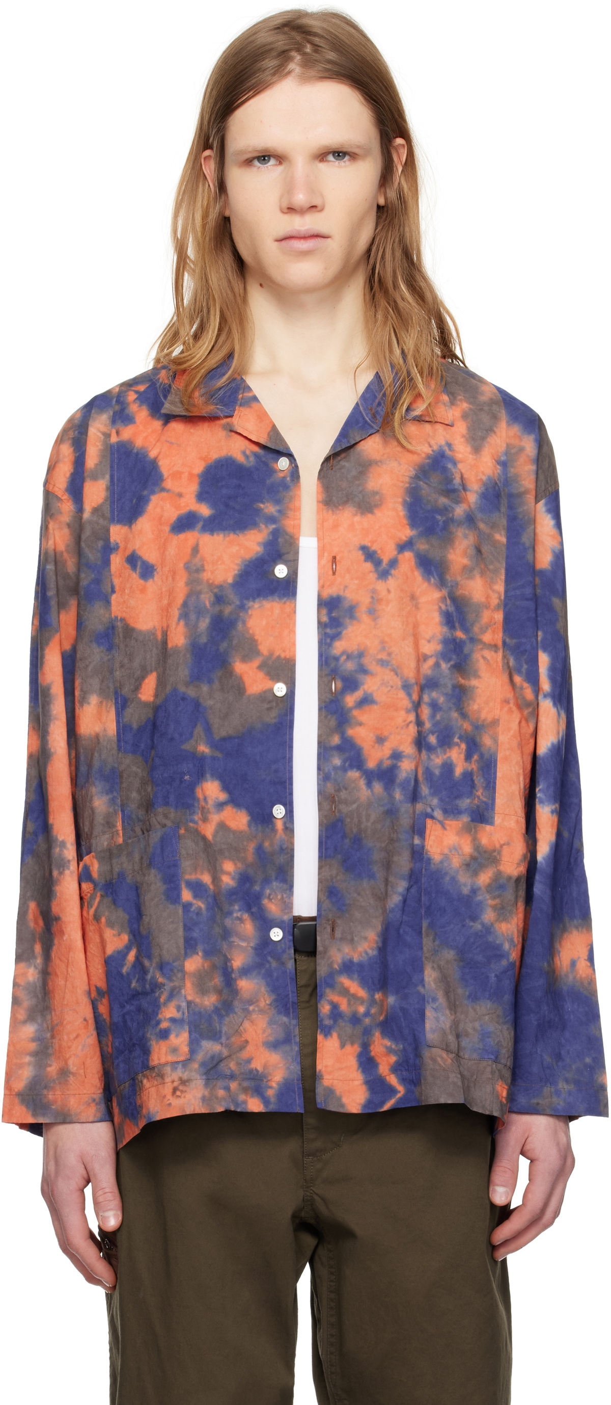 Pilgrim Surf + Supply Blue & Orange Stereo Tie Dye Shirt