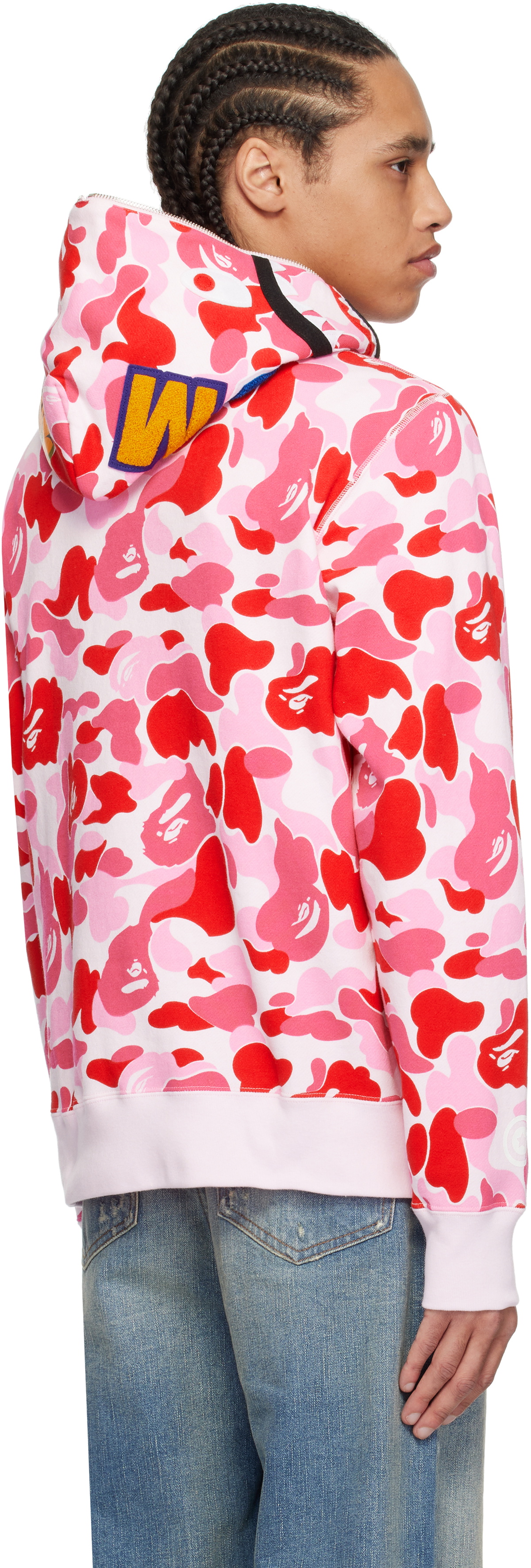 BAPE Pink ABC Camo Shark Half Zip Hoodie A Bathing Ape
