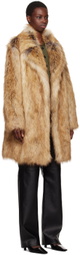 Recto Beige 70s Orchid Faux-Fur Coat