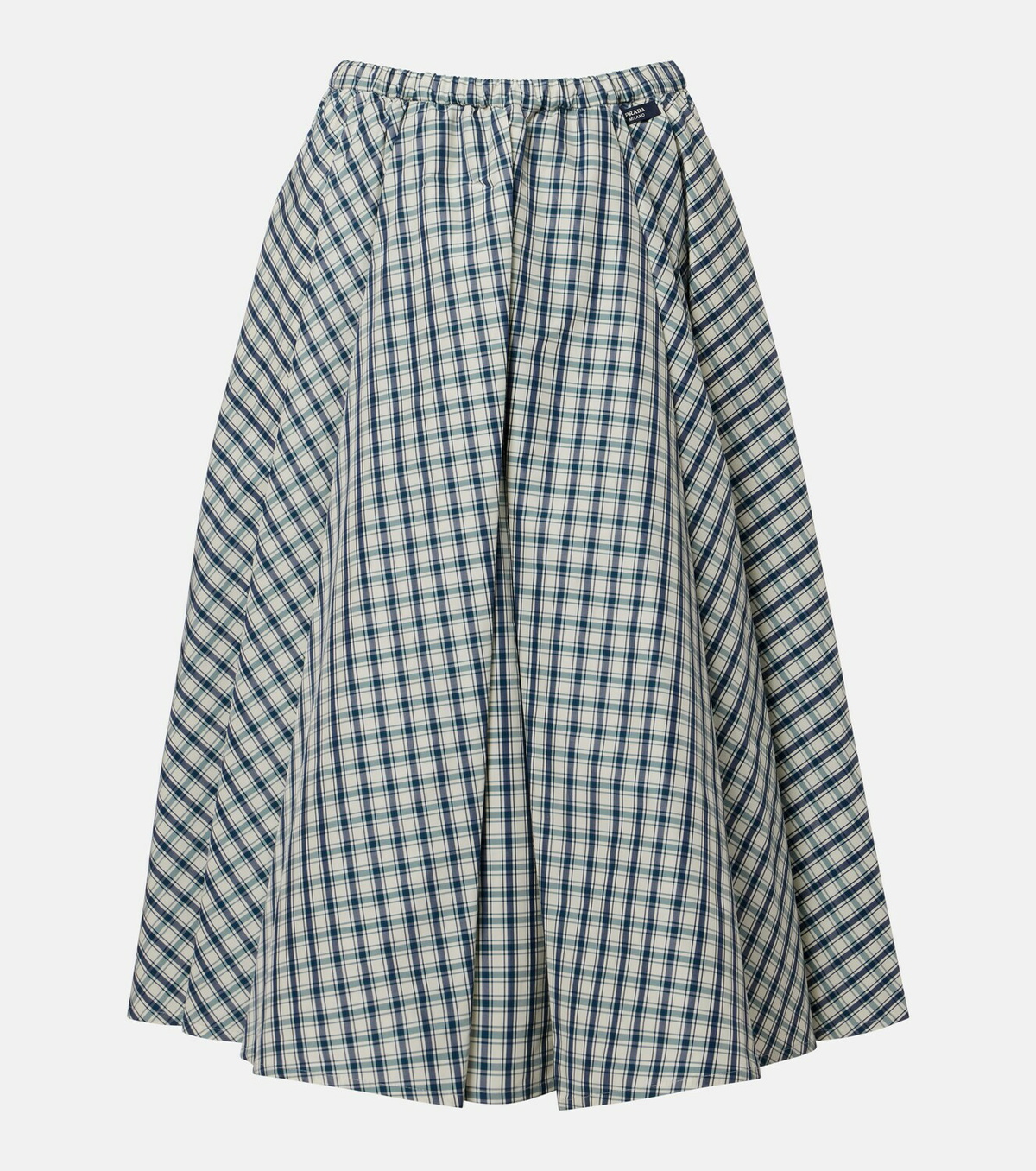 Prada Checked cotton-blend chambray midi skirt