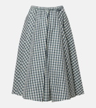 Prada Checked cotton-blend chambray midi skirt