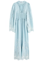 Lug Von Siga Tiara Guipure Lace-trimmed Woven Maxi Dress Light Blue