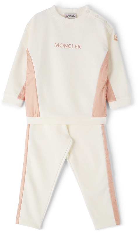 Photo: Moncler Enfant Baby White & Pink Fleece Sweatsuit Set