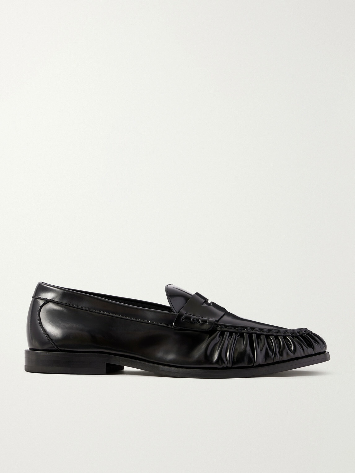 VINNY's - Louee Gathered Leather Loafers - Black