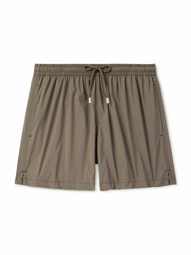Photo: FEDELI - Madeira Airstop Straight-Leg Mid-Length Swim Shorts - Brown