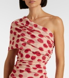 Stella McCartney Off-shoulder printed mesh maxi dress