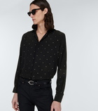 Saint Laurent - Embroidered silk crêpe de chine shirt