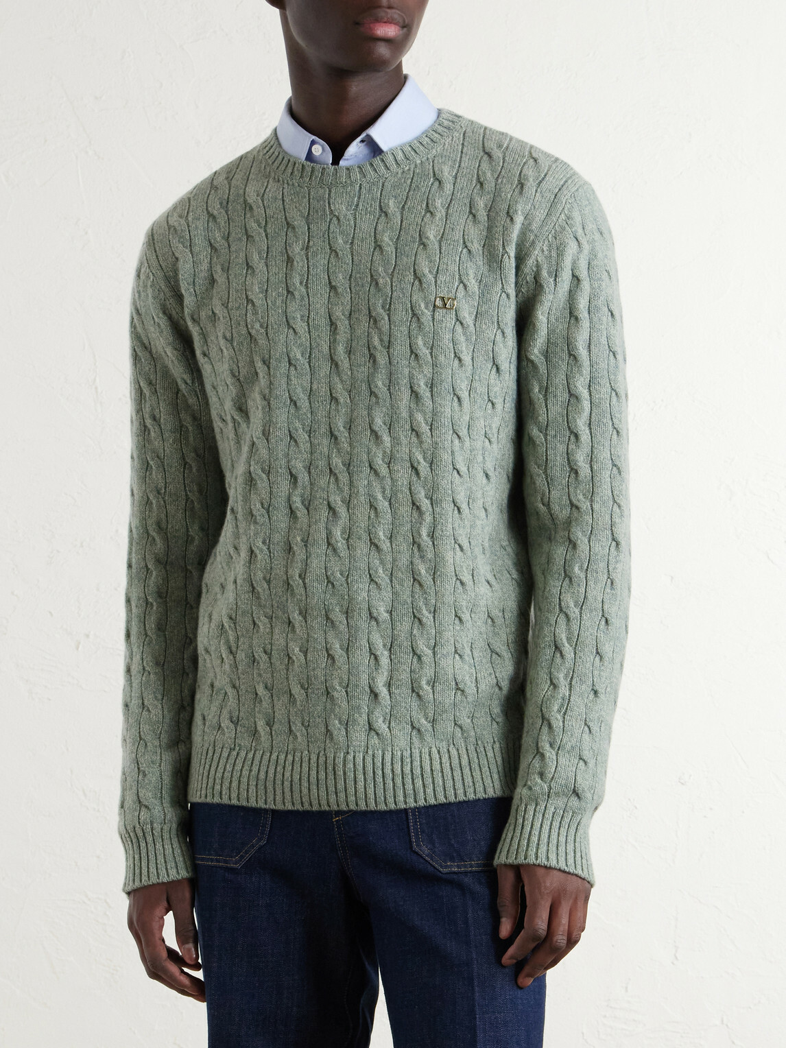 Valentino Garavani - VLogo-Embellished Virgin Wool Sweater - Green