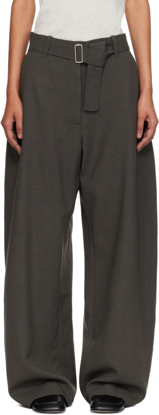 Photo: Studio Nicholson Taupe Belted Round Leg Trousers