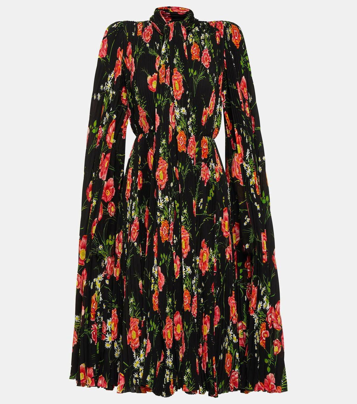 【BALENCIAGA】Floral スカート Balenciaga Pleated floral crêpe midi dress Balenciaga