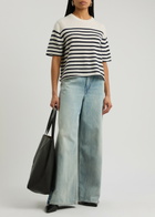 Lisa Yang Cila Striped-intarsia Cashmere T-shirt Cream