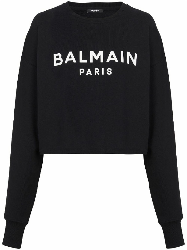 Photo: BALMAIN - Logo Organic Cotton Cropped Sweatshirt