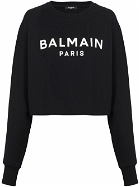 BALMAIN - Logo Organic Cotton Cropped Sweatshirt