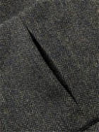 De Petrillo - Belted Herringbone Virgin Wool and Cashmere-Blend Jacket - Gray