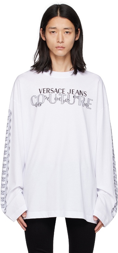 Photo: Versace Jeans Couture White Printed Long Sleeve T-Shirt