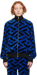 Versace Blue & Black Velour Track Jacket