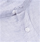 Giorgio Armani - Grandad-Collar Linen-Chambray Shirt - Men - Light blue