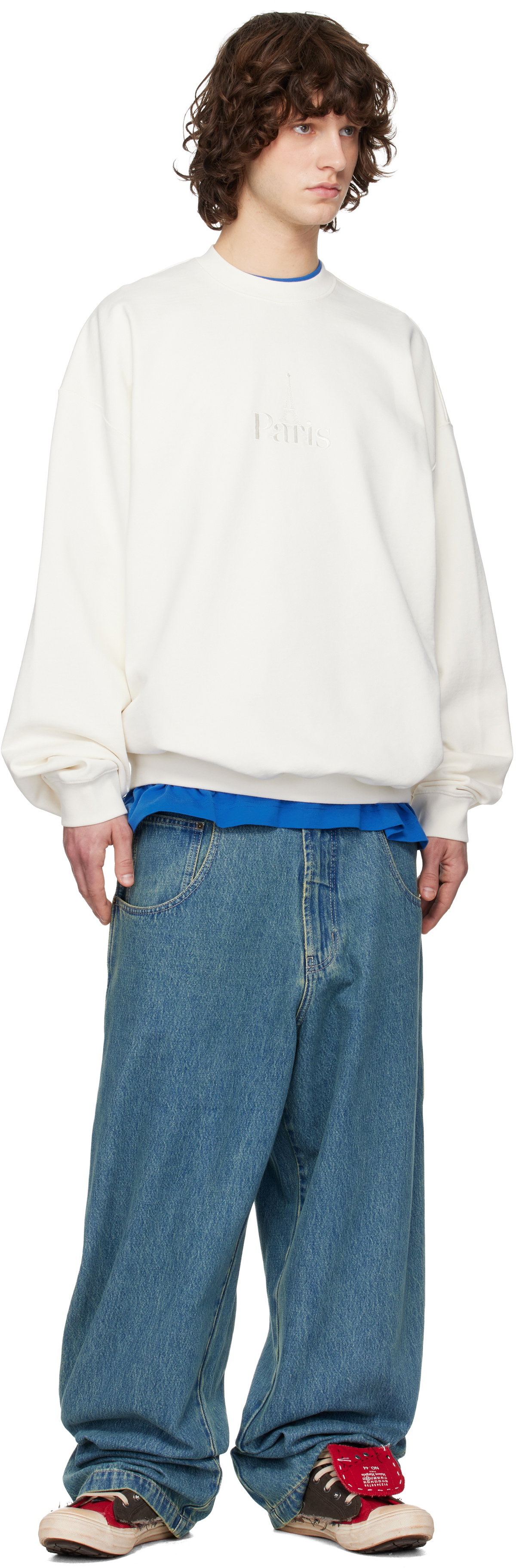 VETEMENTS Off-White 'Paris' Embroidered Sweatshirt