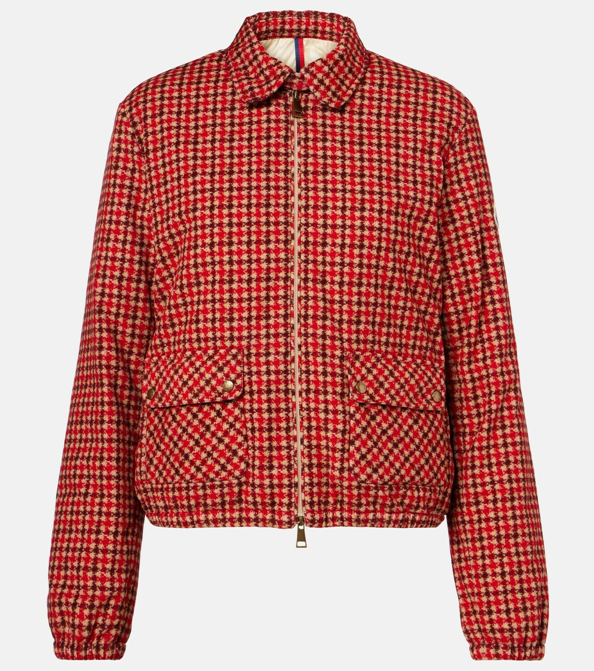 Moncler Lanset houndstooth cotton down jacket