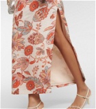 SIR Noemi floral linen midi skirt