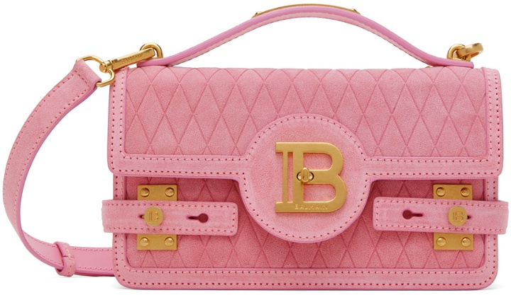 Photo: Balmain Pink B-Buzz 24 Suede Bag