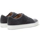 Lanvin - Cap-Toe Suede and Patent-Leather Sneakers - Men - Charcoal