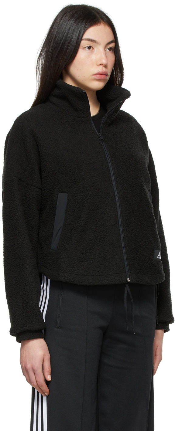 adidas Originals Black Sportswear Sherpa Zip Sweatshirt adidas Originals